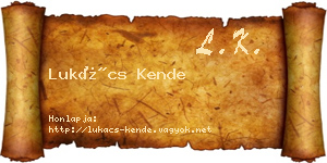 Lukács Kende névjegykártya